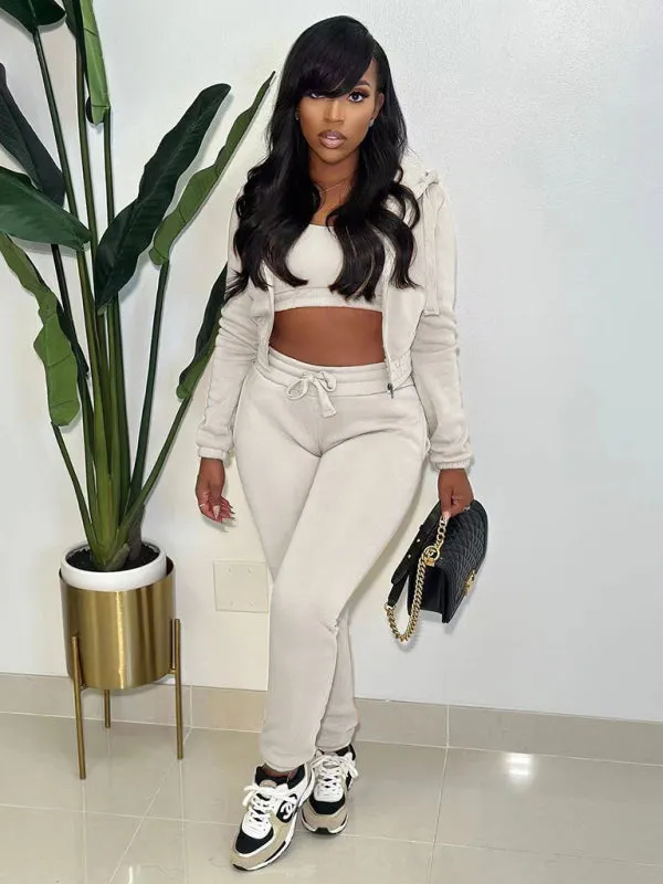 Relaxed Women Casual Hoodie Three-Piece Set