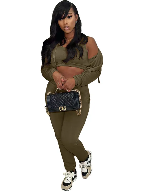 Relaxed Women Casual Hoodie Three-Piece Set