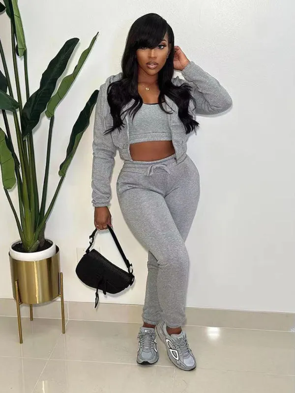 Relaxed Women Casual Hoodie Three-Piece Set