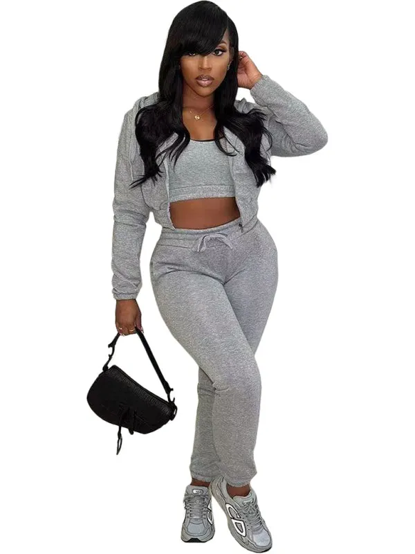 Relaxed Women Casual Hoodie Three-Piece Set
