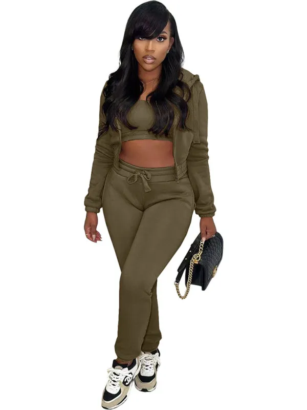 Relaxed Women Casual Hoodie Three-Piece Set