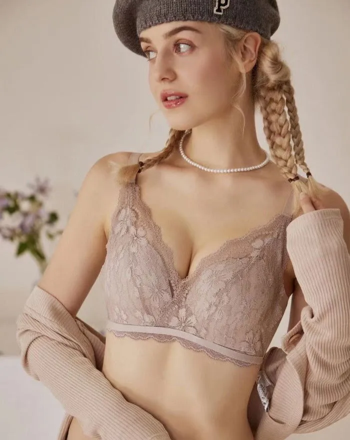 Sexy Laced Wireless Bra with Seamless Underwear Lingerie Set
