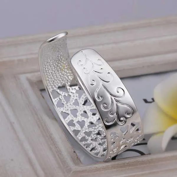 silver plated Full Small Hearts men bracelet jewerly accessories SMTB2 1 ELY