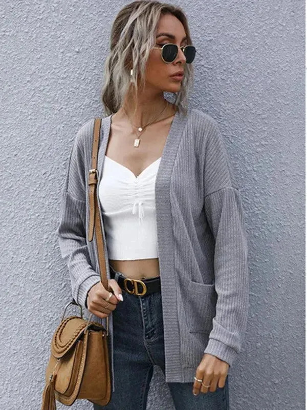 Solid Casual Long Women Cardigan Sweater
