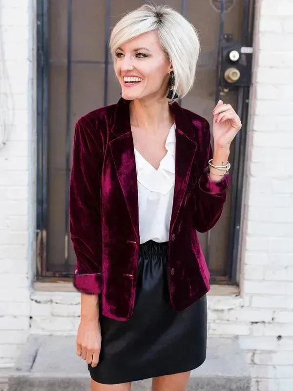 Women Casual Slim Velvet Blazer