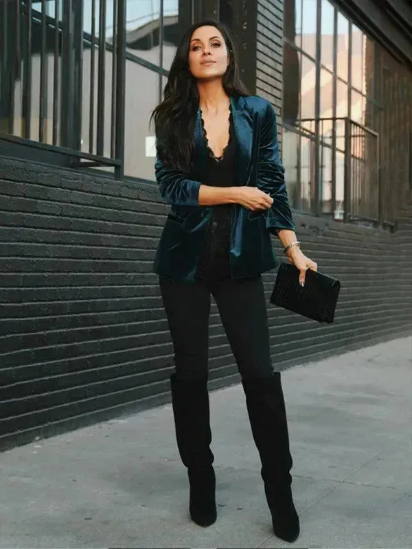 Women Casual Slim Velvet Blazer
