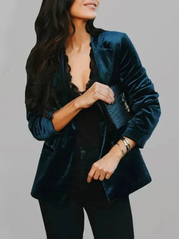 Women Casual Slim Velvet Blazer