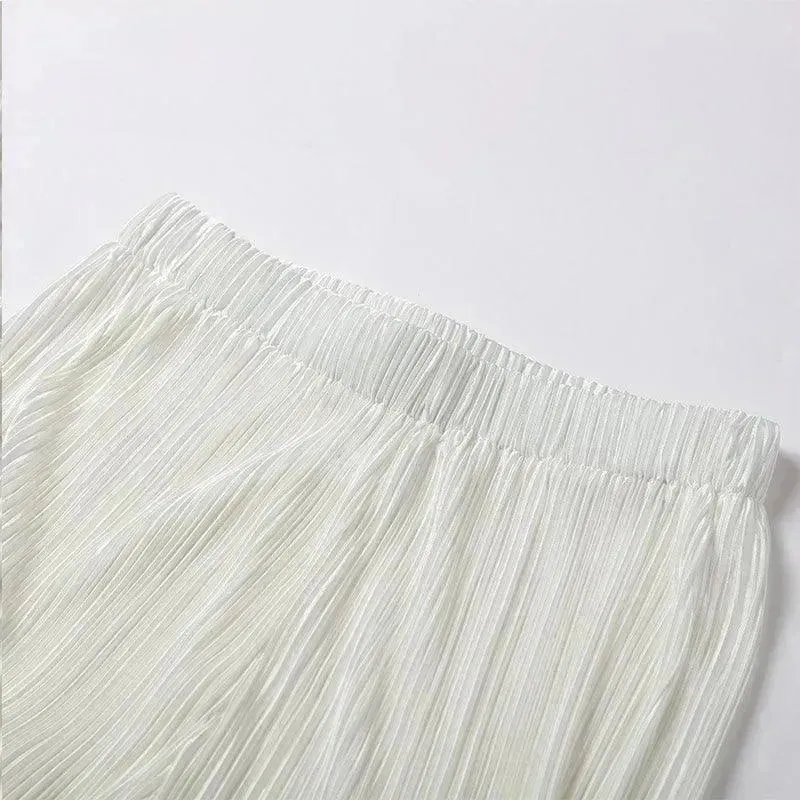 Women Pleated Two-Piece Pants Set