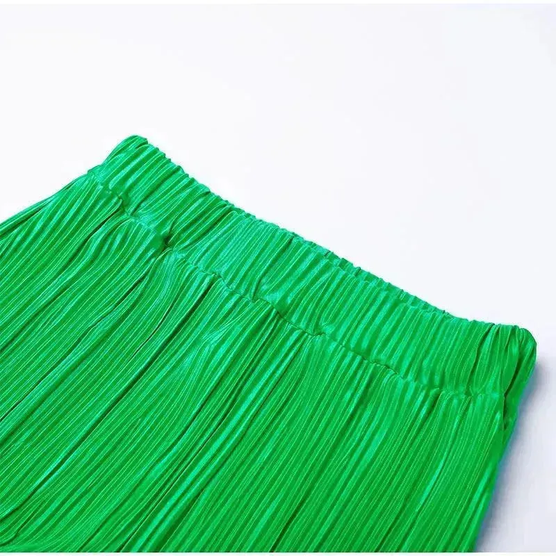 Women Pleated Two-Piece Pants Set