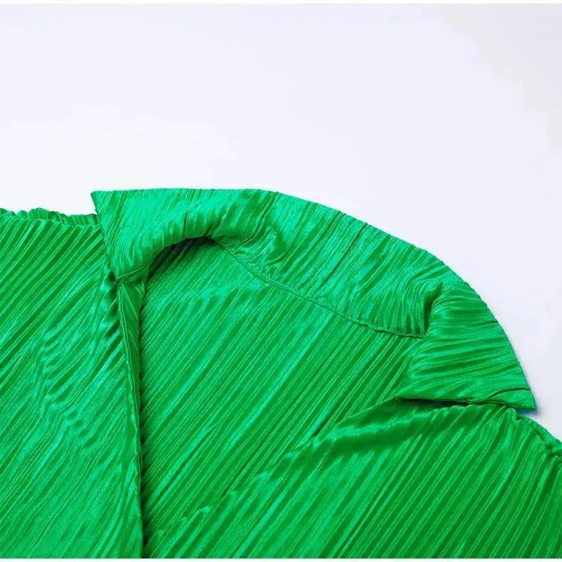 Women Pleated Two-Piece Pants Set